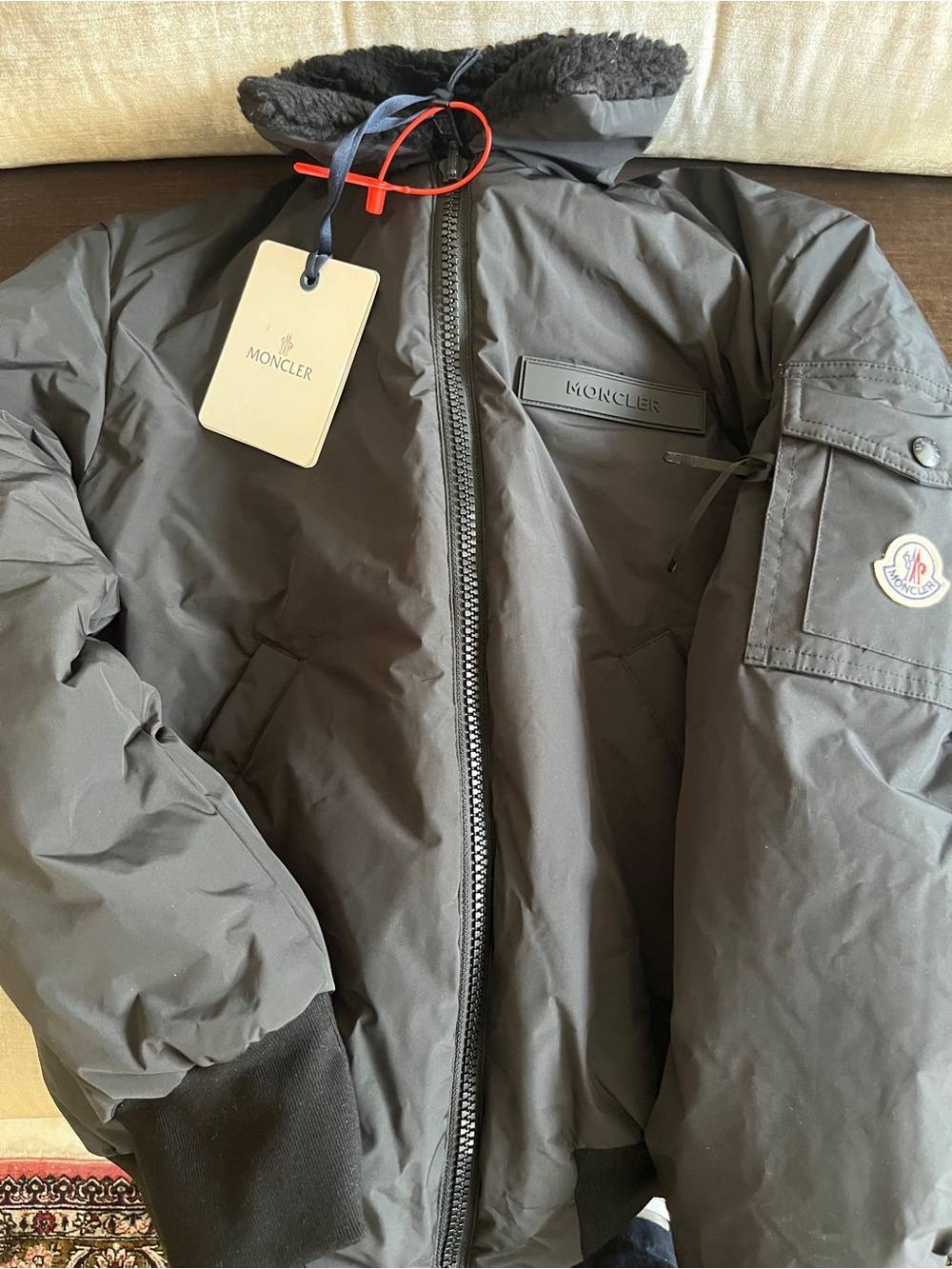Moncler Mens Sherpa Collar Flight Bomber Jacket